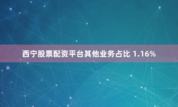 西宁股票配资平台其他业务占比 1.16%